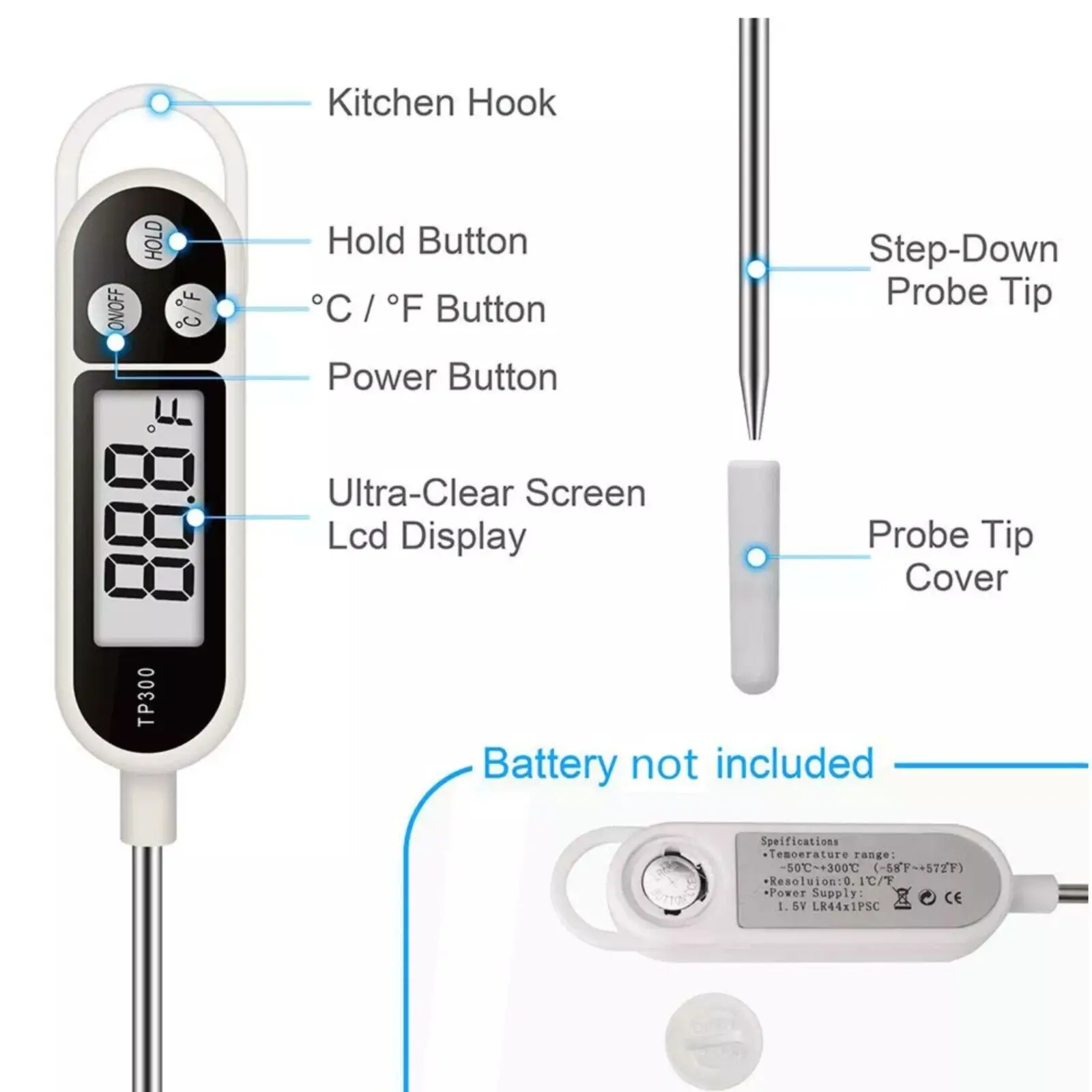 Digital Kitchen Thermometer Electronic Cooking Food Probe Water Milk Meat Wireless for Bbq Home