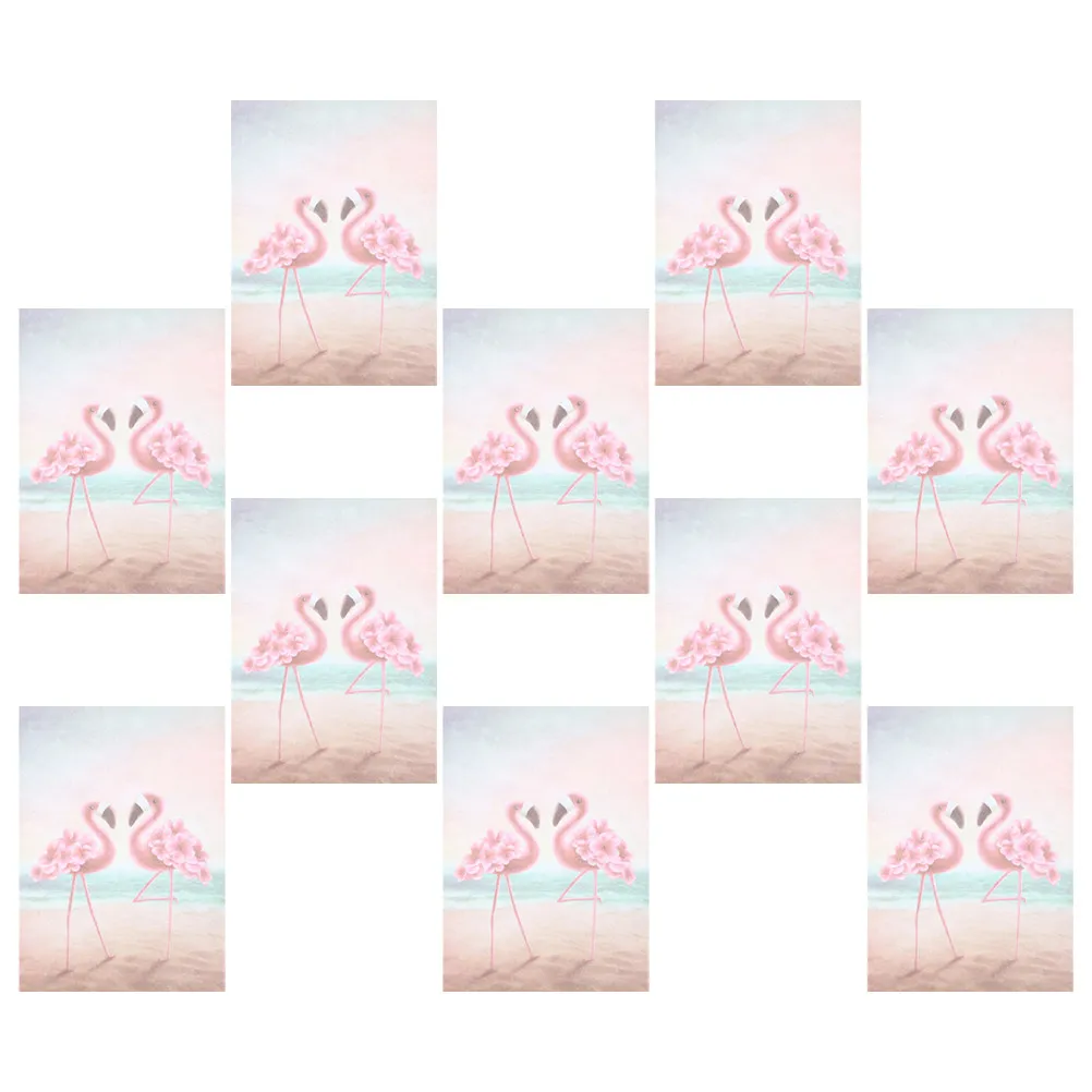 10pcs 플라밍고 편지 빈티지 빈 필기 용지 초대장 쓰기 용품을위한 장식 문구 레트로 노트 종이 팩