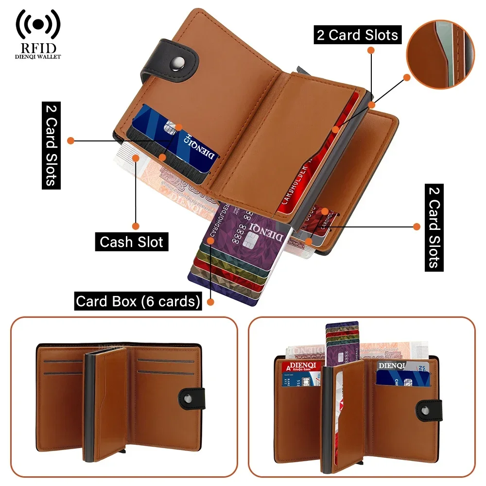 Business Card Holders Smart Wallets Rfid Bifold Wallets Pop Up Metal Card Case Bank Credit Cardholders Money Clips Wallets Men - 4