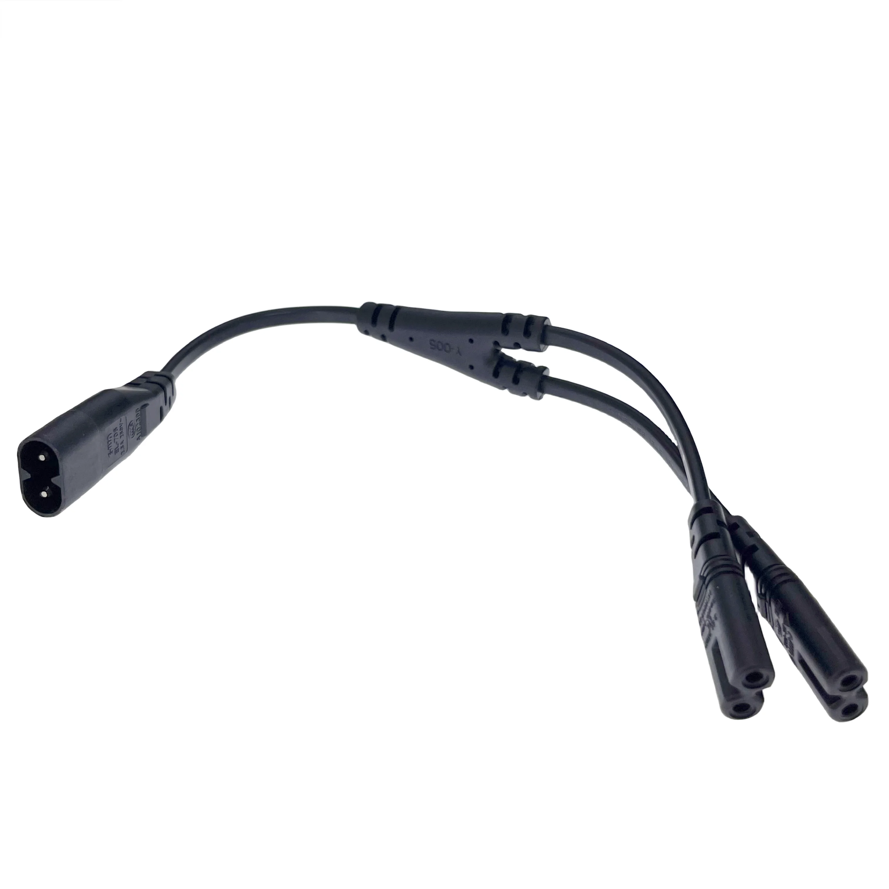 Plug Adapter IEC320 C8 to 2X C7 Y Split AC Power Cord 32CM Black