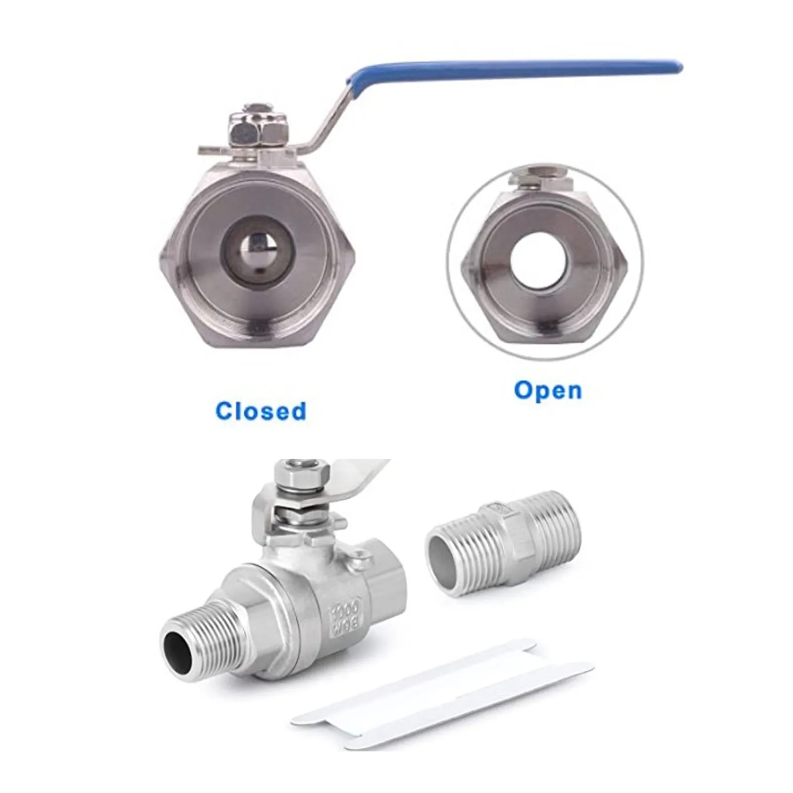 Full Port Ball Valve 3/8 Inch NPT Male and Female Thread Pipe Fitting 1000WOG Stainless Steel Ball Valve Ball,Valve&sect;Full,Port,