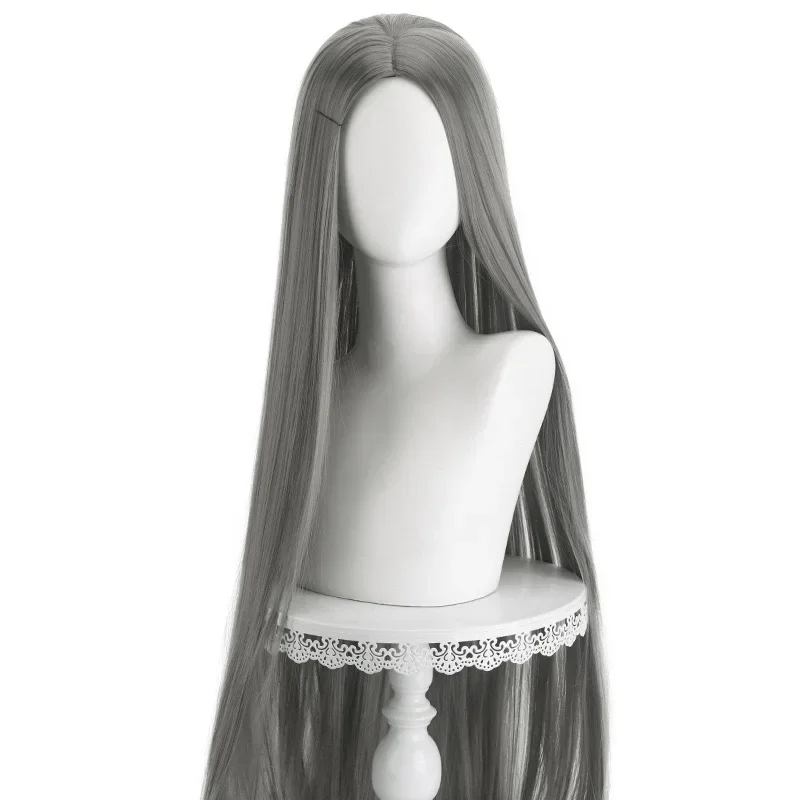 Lange, gerade Cosplay-Perücke, 100 cm, Mittelscheitel, zentral geteilt, blond, rosa, lila, hitzebeständige Kunsthaar-Perücken, inklusive Perückenkappe – Detail 19