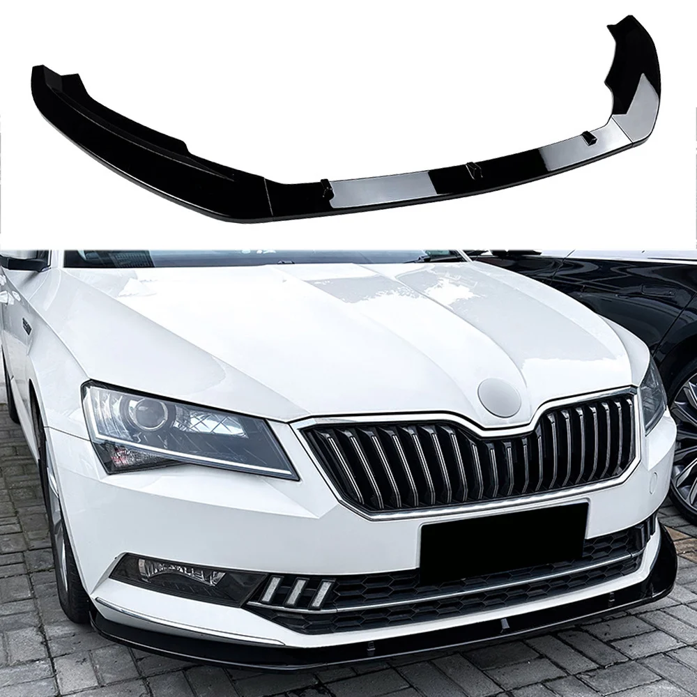 For-Skoda-Superb-III-3V3-3V5-3Pcs-Front-Bumper-Lip-Spoiler-Splitter ...
