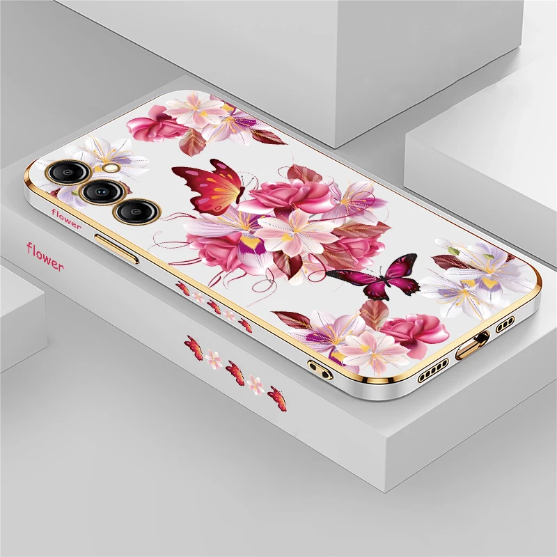 Elegant Flower Butterfly Plating Soft Silicone Phone Case