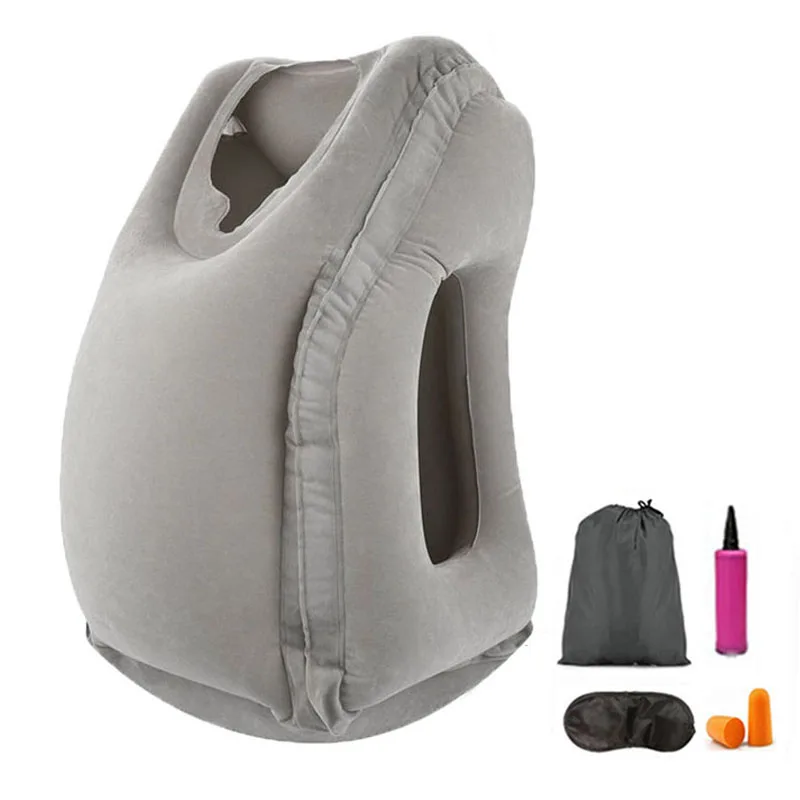 

PVC Inflatable Air Travel Pillow Portable Headrest Chin Support Cushions for Airplane Plane Car Office Rest Neck Nap Pillows