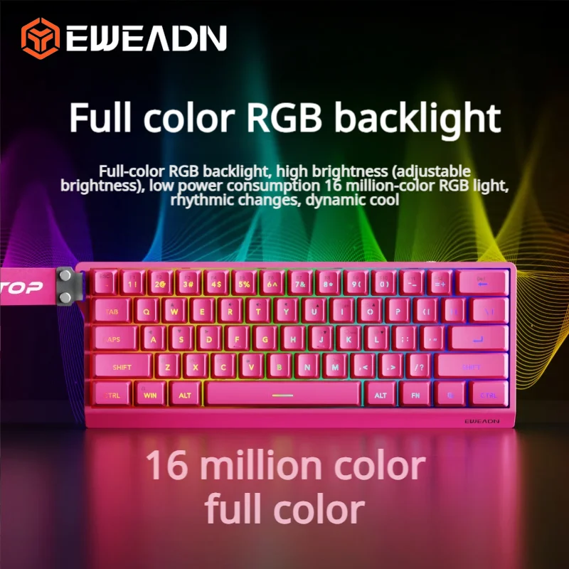 EWEADN F61 61키 커스텀 기계식 키보드 3모드 BT 2.4G 유선 핫스왑 RGB 백라이트 휴대용 게이밍 키보드