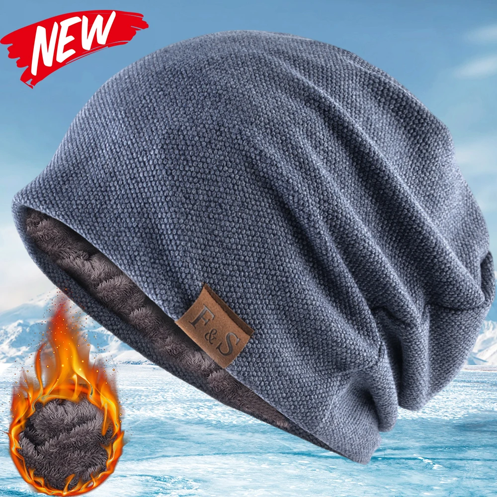 Mode Motorhaube Hut für Männer Frauen Winter Warm Gestrickte Einfarbig Baggy Skullies lässig Weiche Turban Hüte Hip Hop_voghion.com
