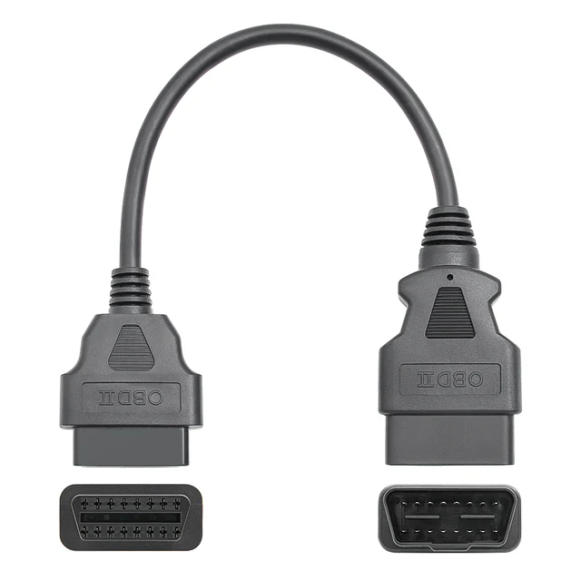 UGSHY OBD2 Y-Splitter Extension Cable - 1 Male To 2 Female 16-Pin Right Angle Adapter, 24AWG (Black) - View #5