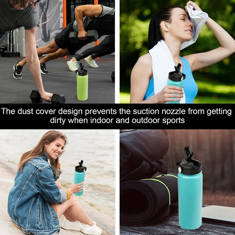 Replacement Lids Dustproof Leakproof Flip Top With Straw For Hydroflask Wide Mouth 12/16/18/20/32/40/64Oz Water Bottles tumbler cover tumbler stopper