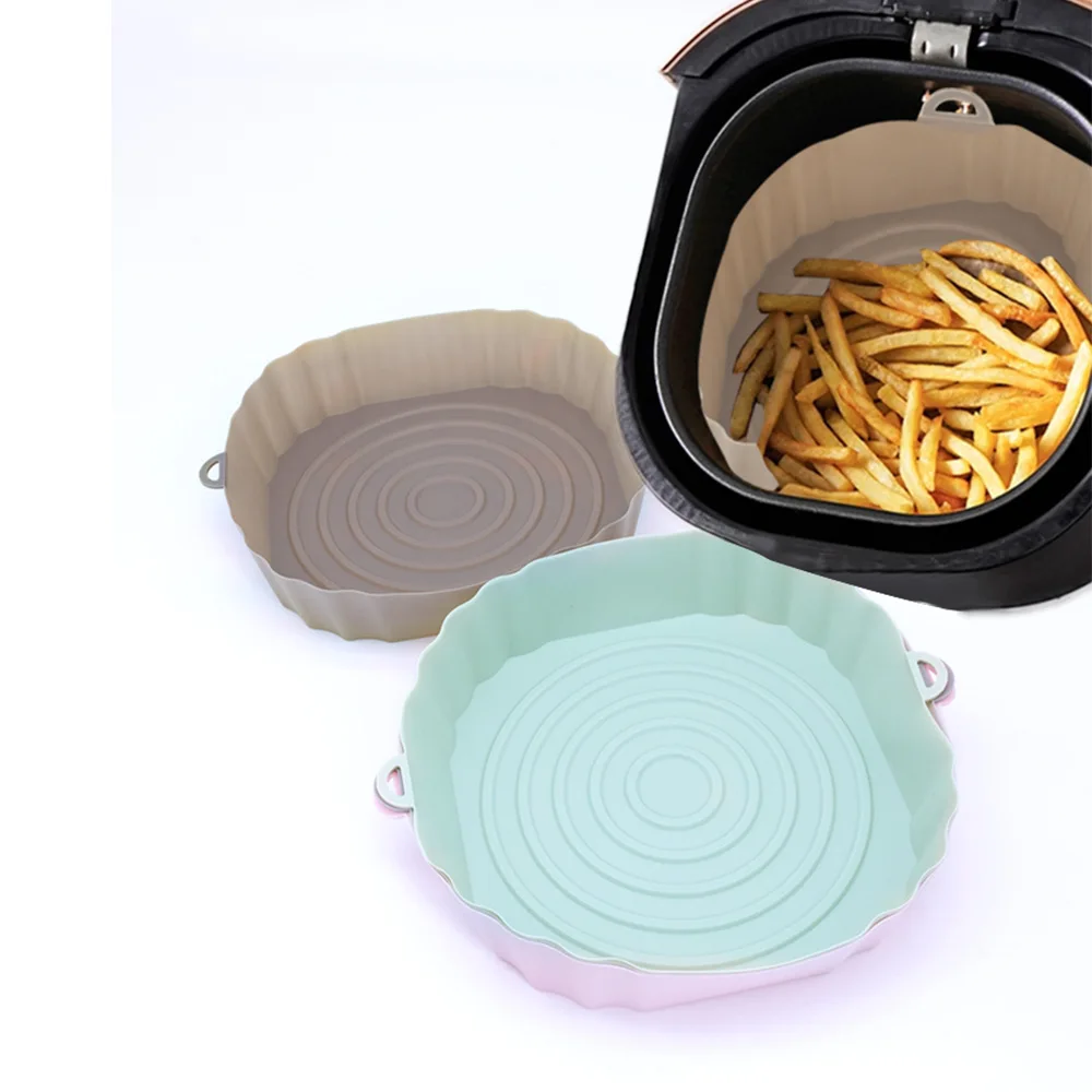 

Air Fryer Silicone Basket Silicone Mold Airfryer Oven Baking Tray Pizza Fried Chicken Basket Reusable Pan Liner Accessories