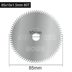 Enhanced Cutting Disc, 85mm, 80 Teeth - Versatile Saw Blade for Wood, Plastic & Metal (85x10x1.5mm 80T)