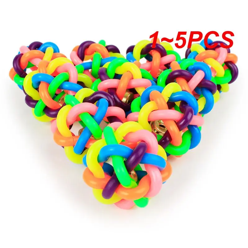 1 ~ 5Pcs Pet Dog Toys Puppy Cat Colorful Rubber Training Chew Ball Bell Squeaky Sound Toy Dog Ball Bite Resistant Ball Dog