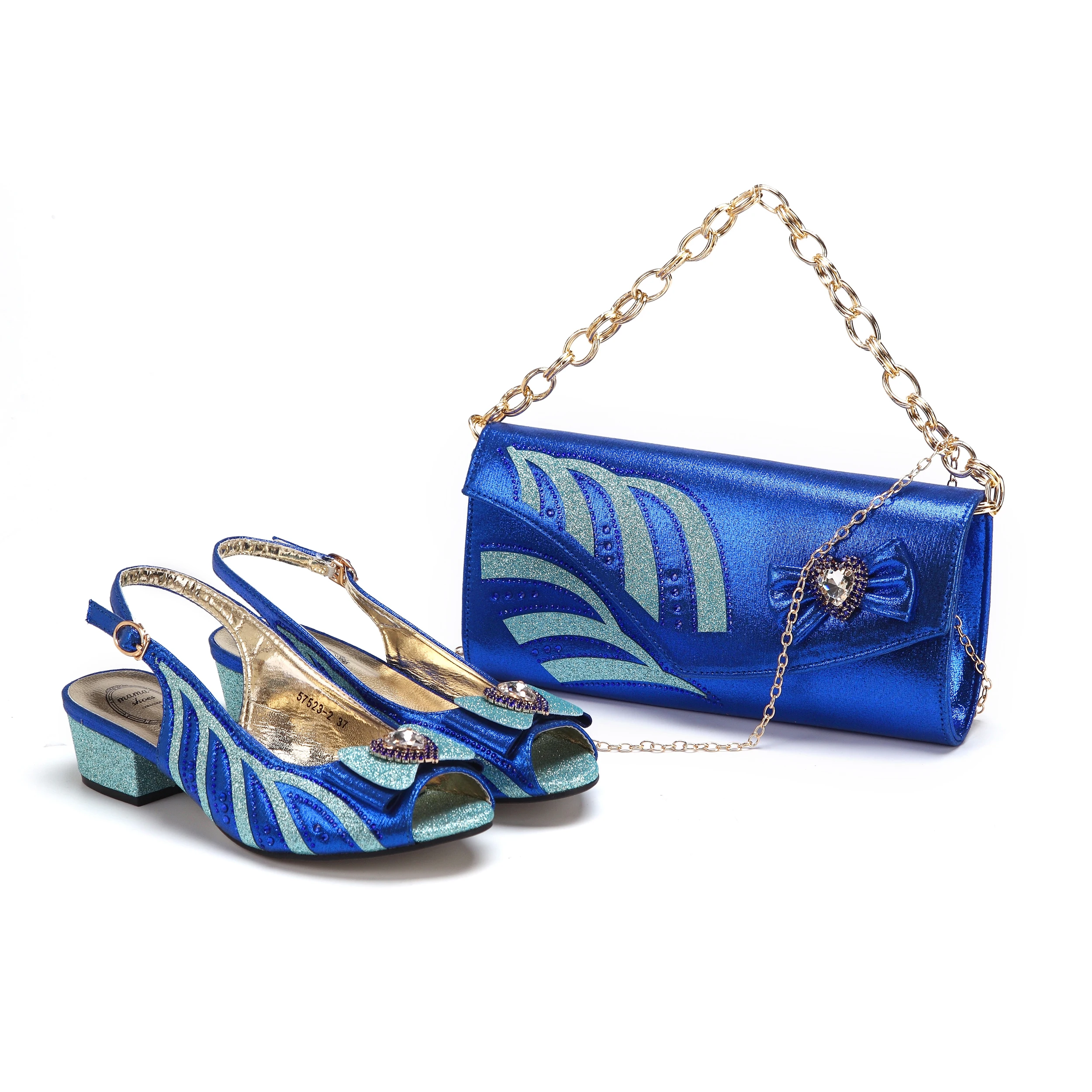 

Doershow New Arrival Shoes and Bag Set African Sets 2024 blue Nigerian Women Shoes and Matching Bags Set for wedding! HAE1-21