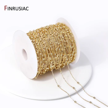 금 도금 황동 볼 체인, 쥬얼리 제작 용품, 고품질 비즈 체인, DIY 목걸이 팔찌 액세서리, 3mm, 14K