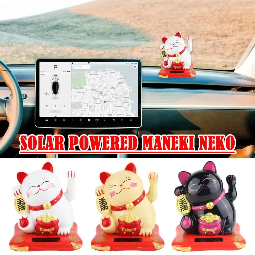 Figurine Per La Decorazione Domestica Benvenuto Cinese Lucky Waving Hand Beckoning Fortune Solar Powered Maneki Neko Y4J4