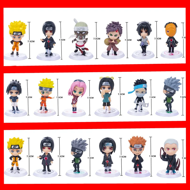 

6Pcs Set Anime Naruto Figure Naruto Kakashi Ltachi Sasuke Action Figurine Q Version PVC Decoration Collect Cute Toy Kids Gifts