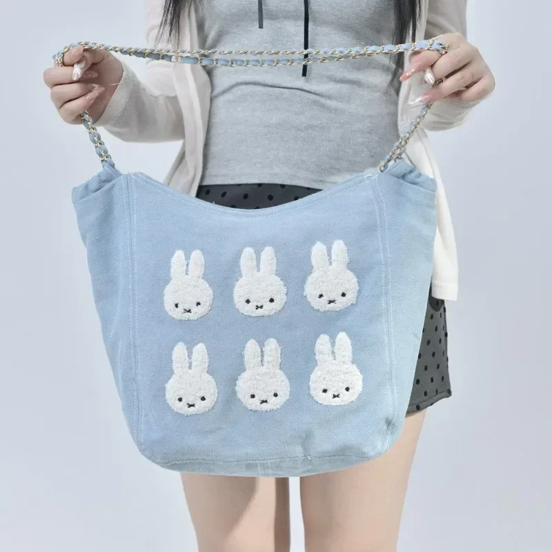 New Product Miffy Cowboy Canvas Chain Bag Square Shape Portable