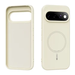Liquid Silicone Magnetic Back Case with Camera Armor for Google Pixel - Slim and Protective Phone Cover (Beige)