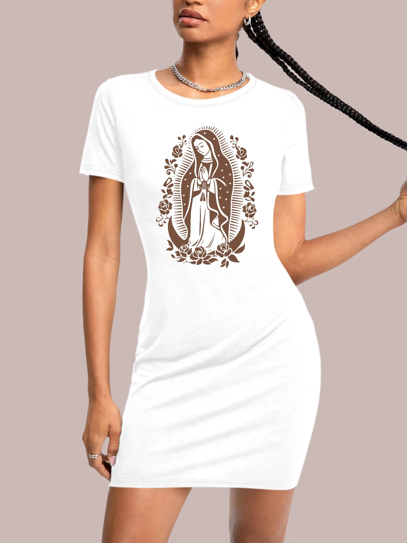 

Женское платье с графическим принтом «Богородица Мария»