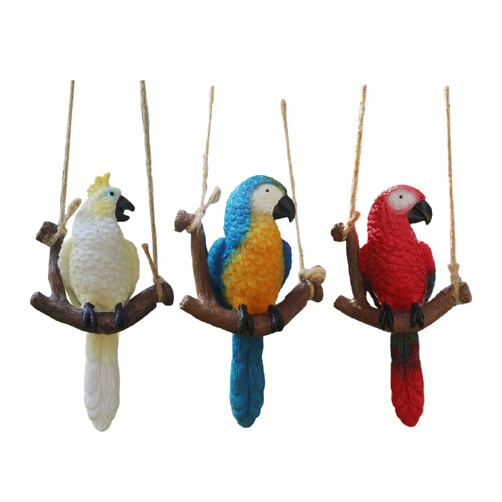 Garden Parrot Figurine Hanging Decoration Micro Landscape Cute Resin Garden Bird Statue for Porch Home Indoor Outdoor Lawn Yard