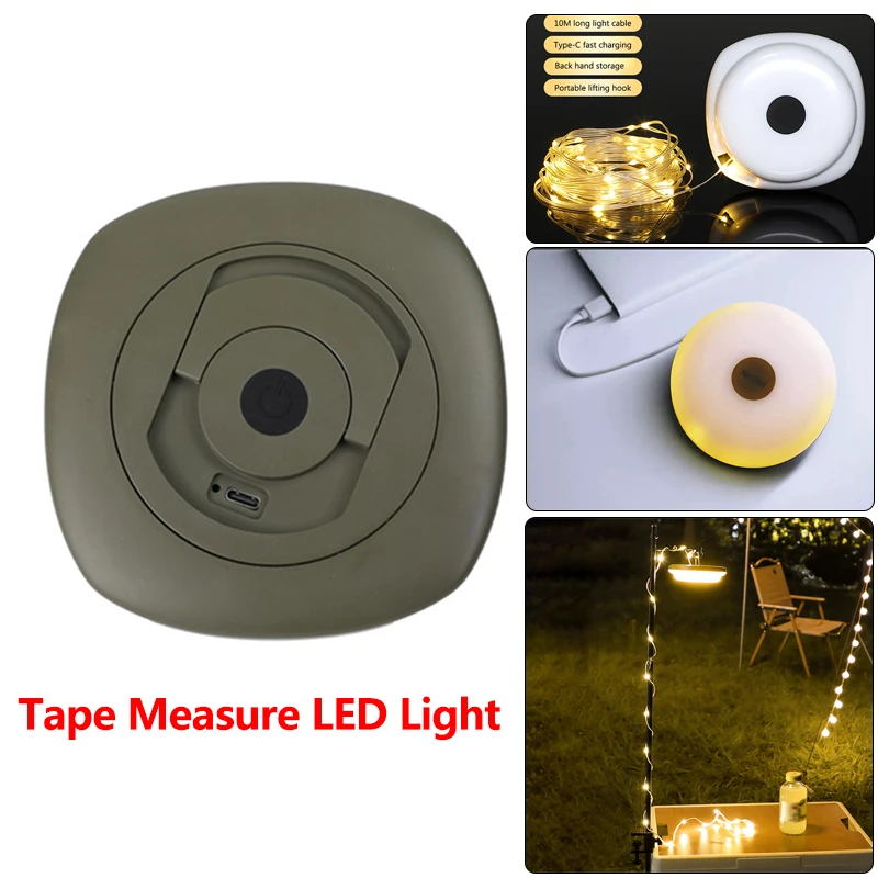 10M Camping String Lights USB Rechargeable Outdoor String Lights Portable Camping 5 Modes Stable Tent