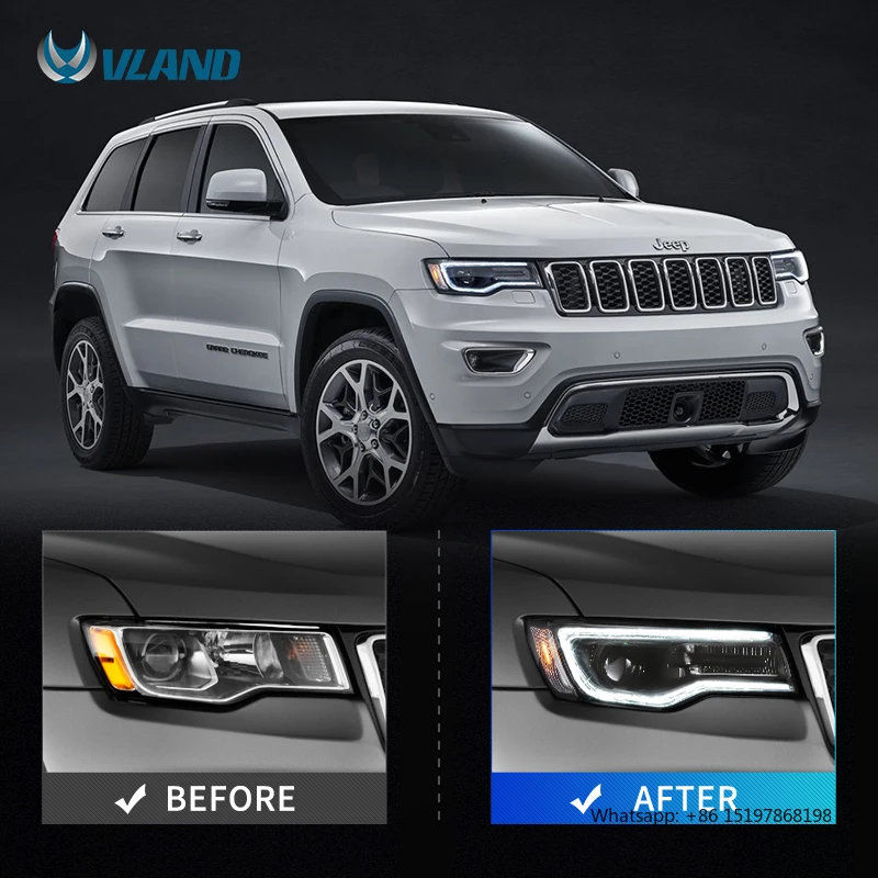 VLAND LED Headlights For 2011-2013 Jeep Grand Cherokee – Sequential Turn Signals & Black Housing