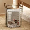 Retro Minimalist Wrought Iron Mesh Storage Basket Woven with Rattan and Iron Wire Pure Handmade Hand-held Storage Basket 3