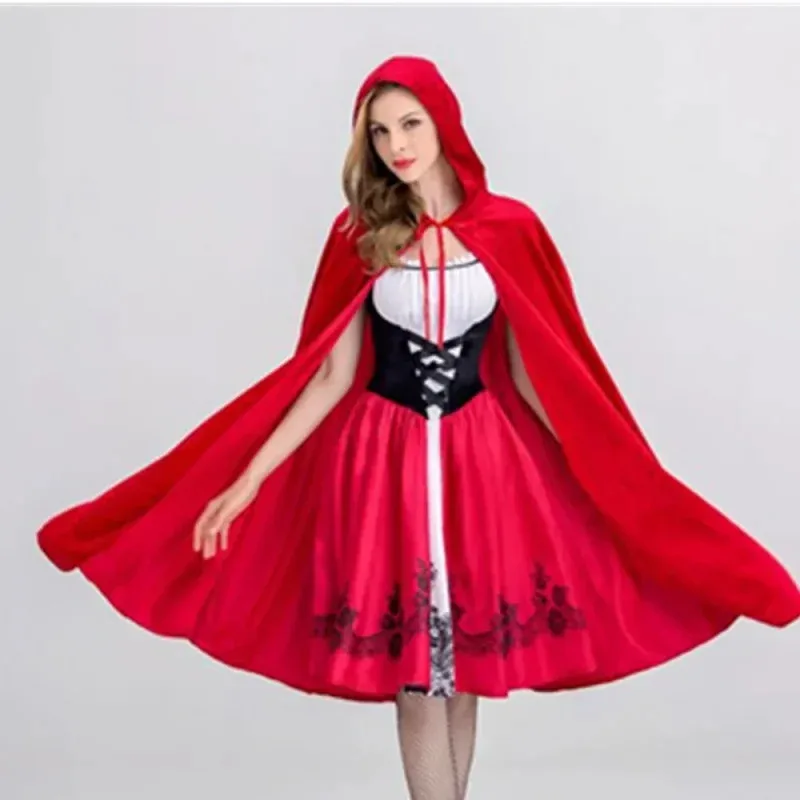 Cute Girl European And American Halloween Little Red Riding Hood Costume Adult Cosplay Clothing Party Packaging - Image 2