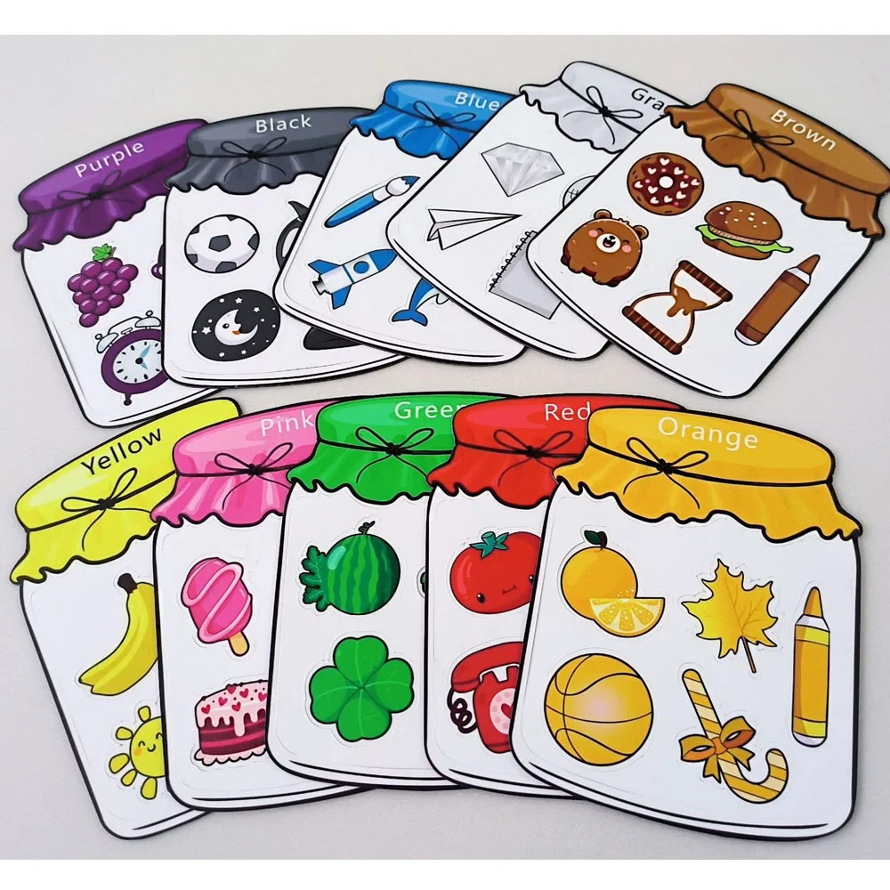 10Pcs Color Recognition Magnetic Sorting Set Educational Magnet Colorful Fruit Magnets Colored Candy Jar Magnetic Classification