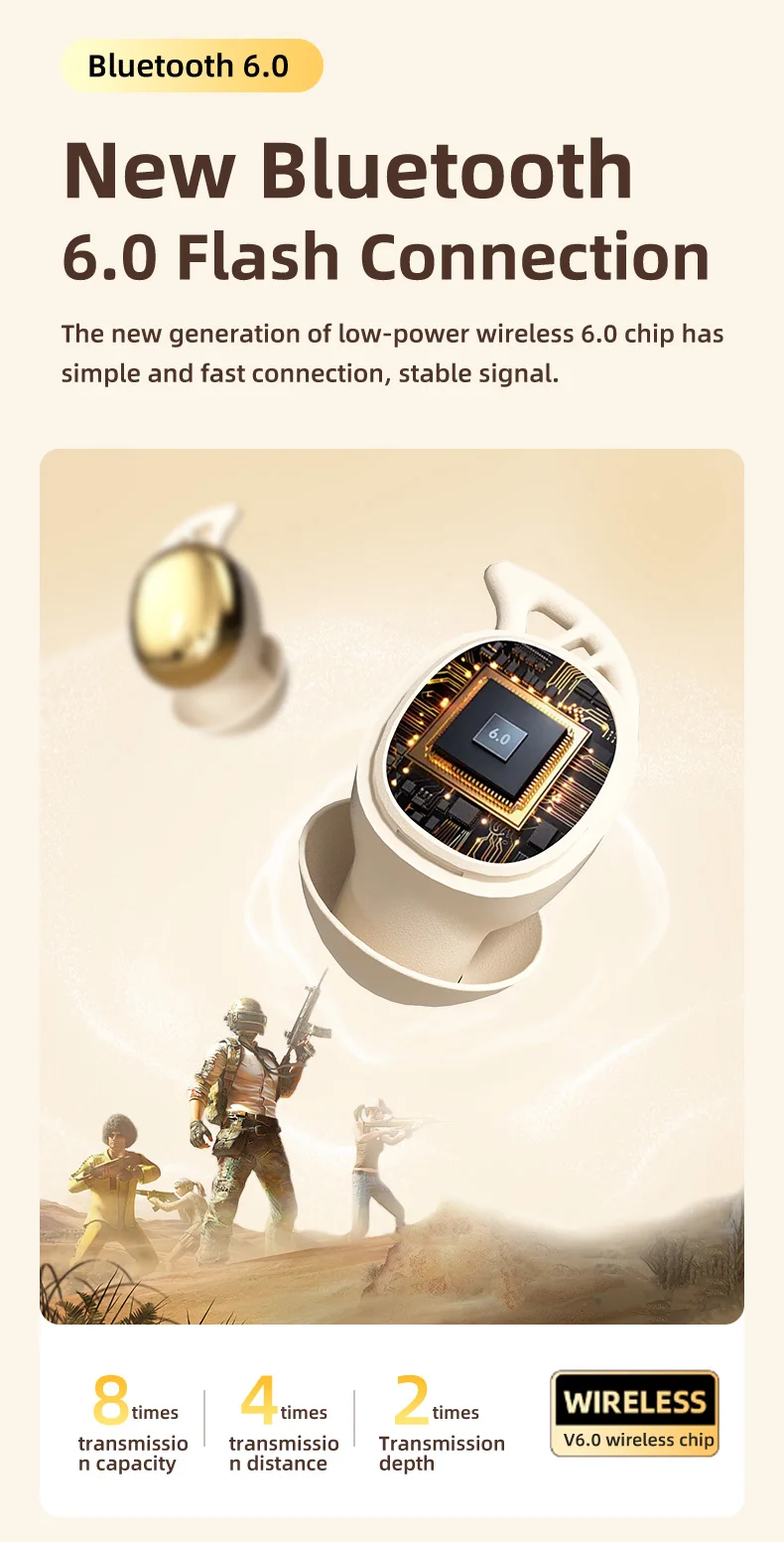 Vibration Roller Earphones Bluetooth Touch Control