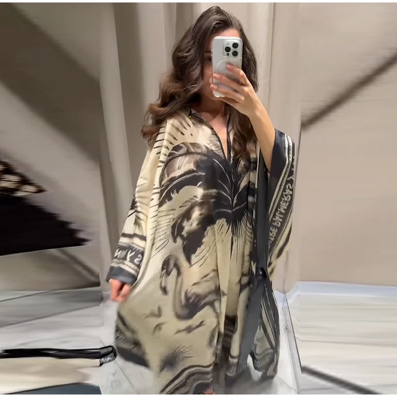 Robe chic femme col roulé ample plissée soirée printemps – Image 4