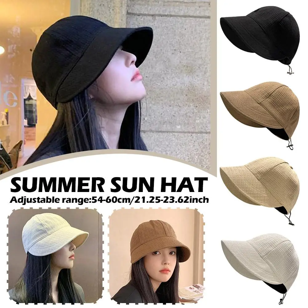 Summer Wide Brim Hat Women Foldable Sunshade Visors Fisherman Female Adjustable Outdoor Sports Bucket Panama Cap_voghion.com