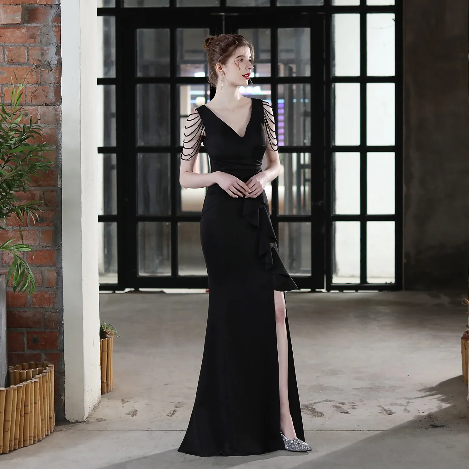 knee length dresses for ladies Chic Ball Gown One Shoulder luxury Long Prom Dress Orange Evening Gown –  SELINADRESS main image 1