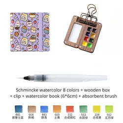 Compact Walnut Watercolor Paint Set - 8 Vibrant Colors for Travel and Outdoor Art (Watercolor  set E)