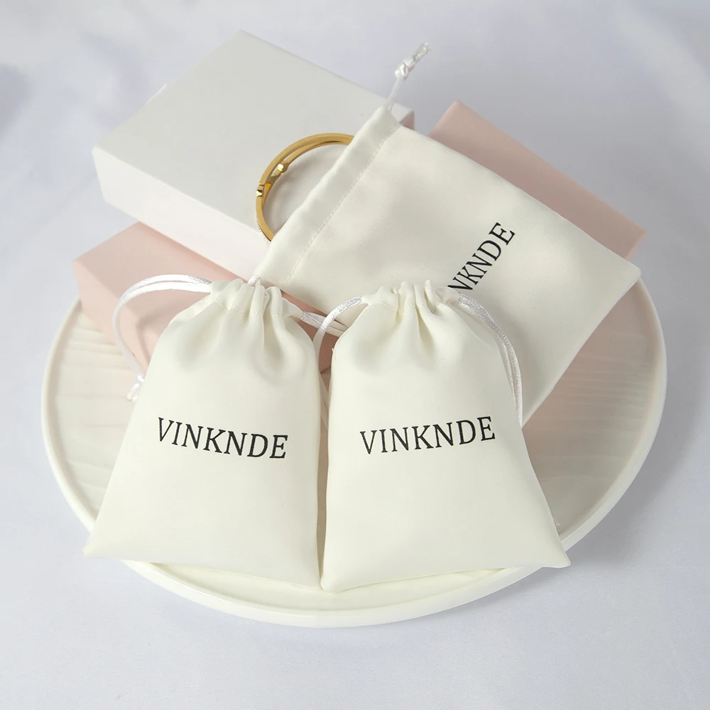 Personalized Logo Print Silk Jewelry Small Goodie Bags 7X9cm Wedding Gifts For Guests Satin Drawstring Packaging Pouch Wholesale