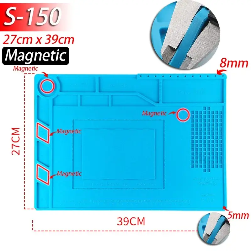 Soldering Station Mat Silicone Work Mat Heat Resistant 932°F Anti-Static Magnetic Mat for Electronic Phone Laptop Watch Repair - Image 16