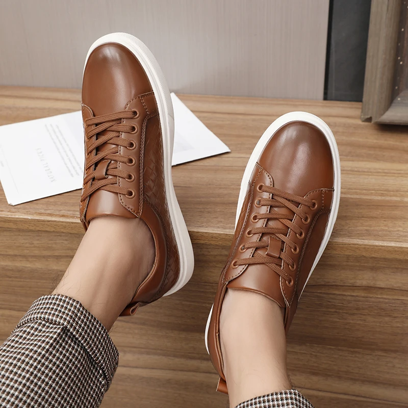 Casual Men's Leather Shoes New Comfortable And Trendy Styles Outdoor Fashion Party Daily Leisure Youth Black Board Shoes_vogvips.com