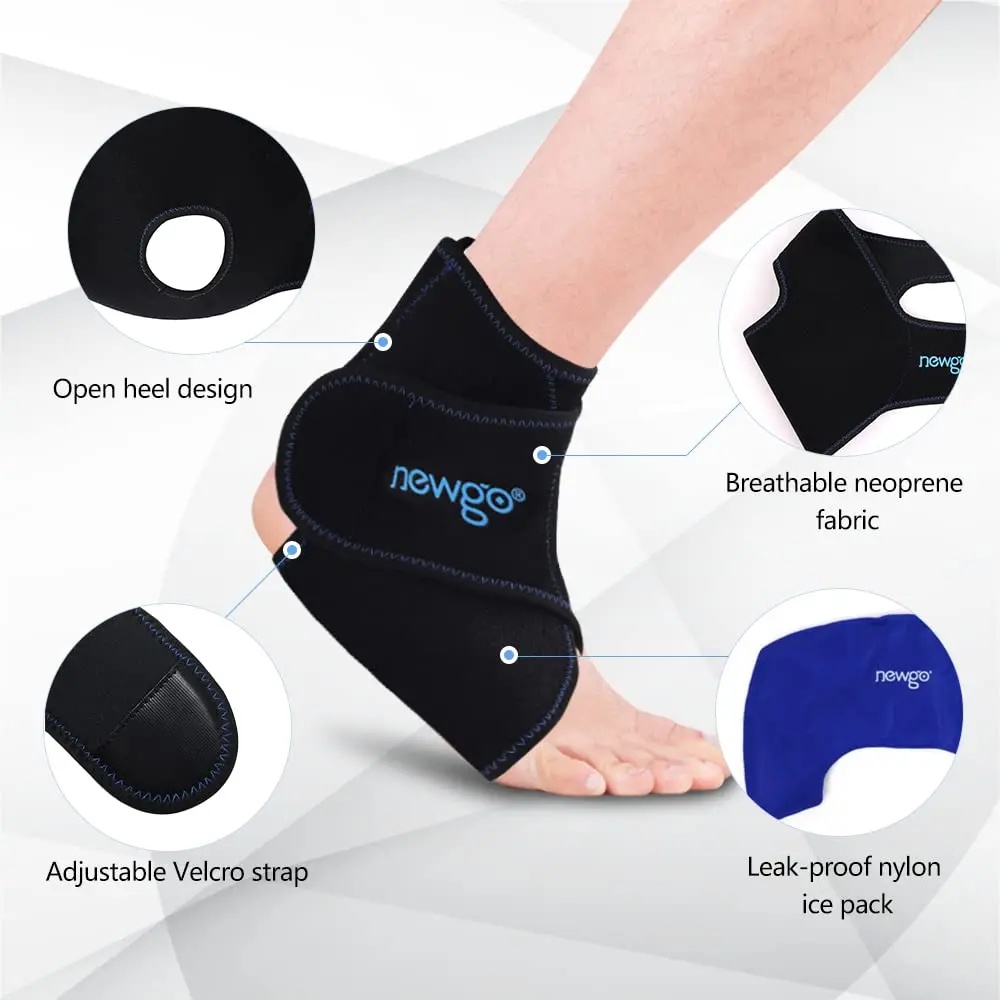 Reusable Ankle Brace Ice Pack for Injuries Hot Cold Compression Therapy Gel Wrap Foot First Aid Sports Pain Relief Ankle Support