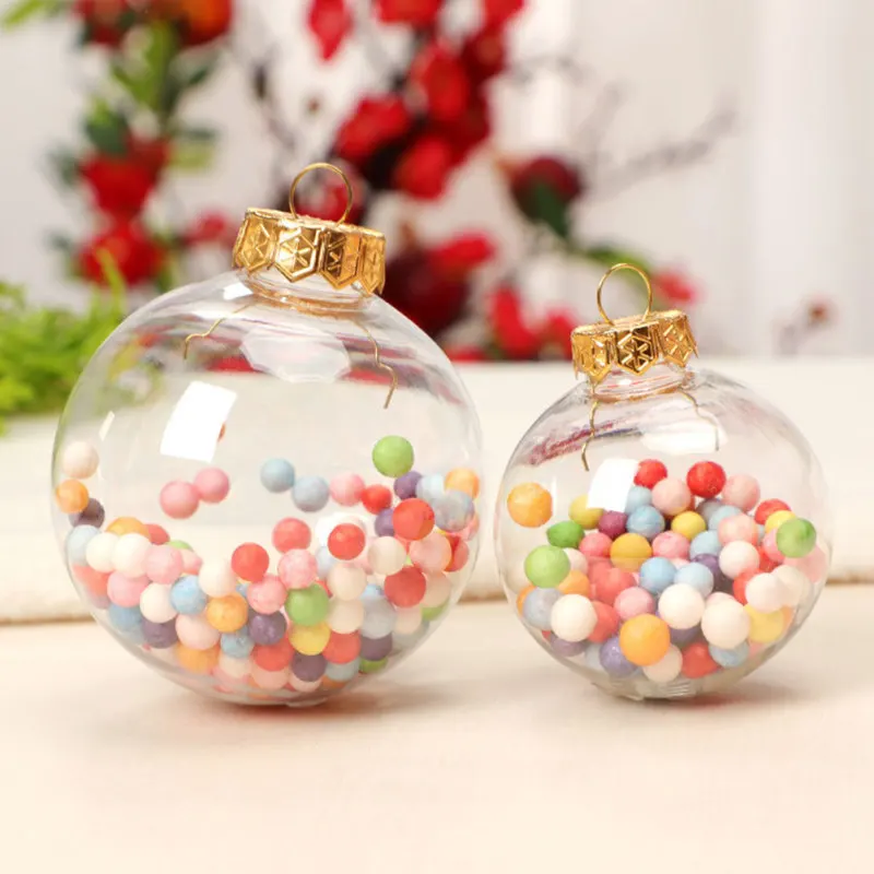 Description Picture 4 of item10/12pcs Christmas Transparent Ball Plastic Fillable Bauble 8-10cm Xmas Tree Hanging Ornaments Decoration Wedding Party Gift Box