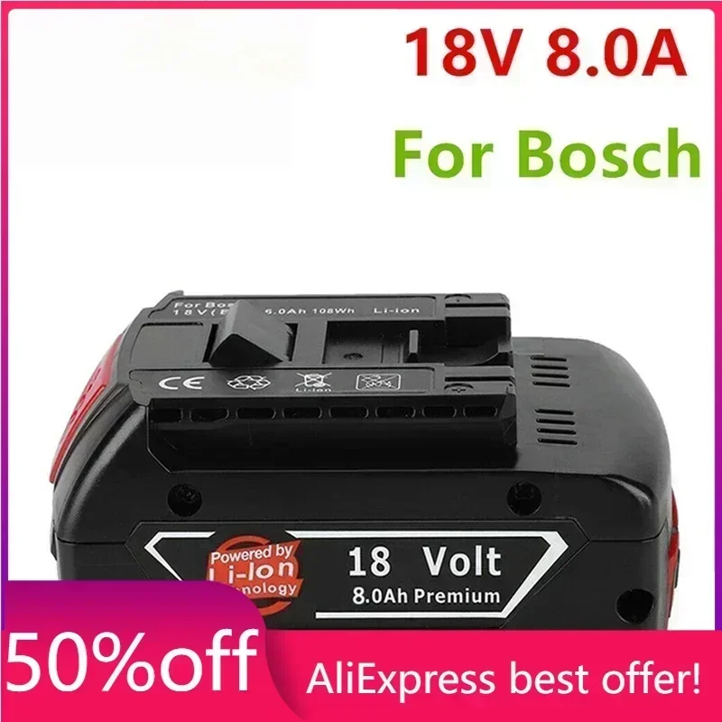 

100%Original18V 8ah Rechargeable Lithium Ion Battery for Bosch 18V 6.0A Backup Battery Portable Replacement BAT609