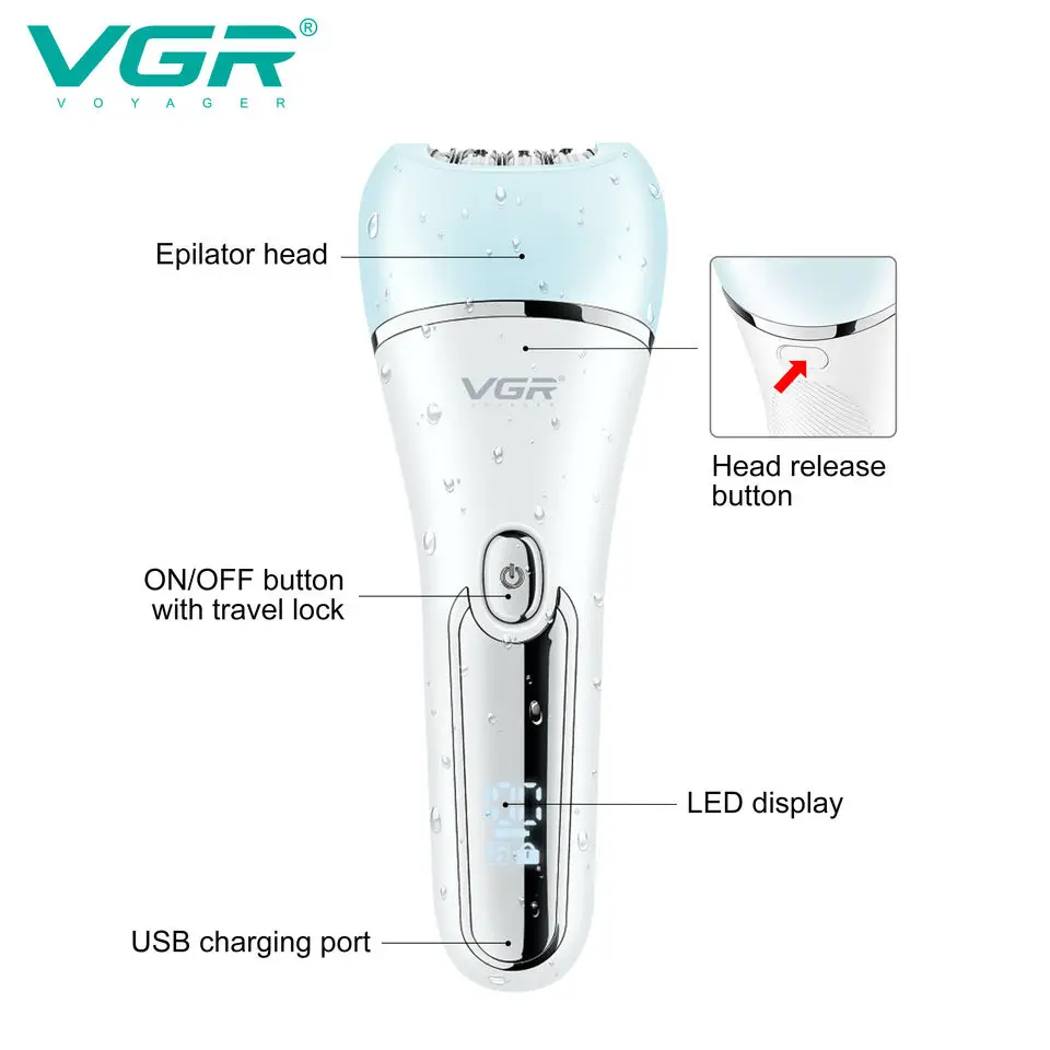 VGR الكهربائية النساء لنزع الشعر الإناث ماكينة حلا...