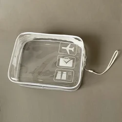 Transparent Waterproof Cosmetic and Toiletry Travel Bag (White with strap)