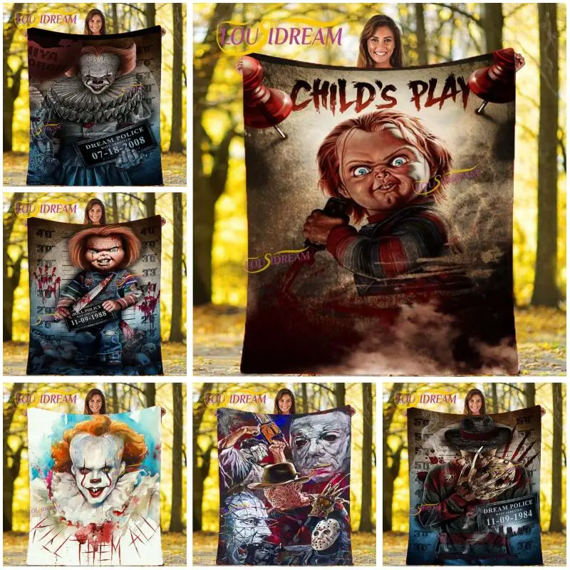 

Horror movie flannel bed blanket hiking picnic thick quilt fashion bedspread fleece blanket