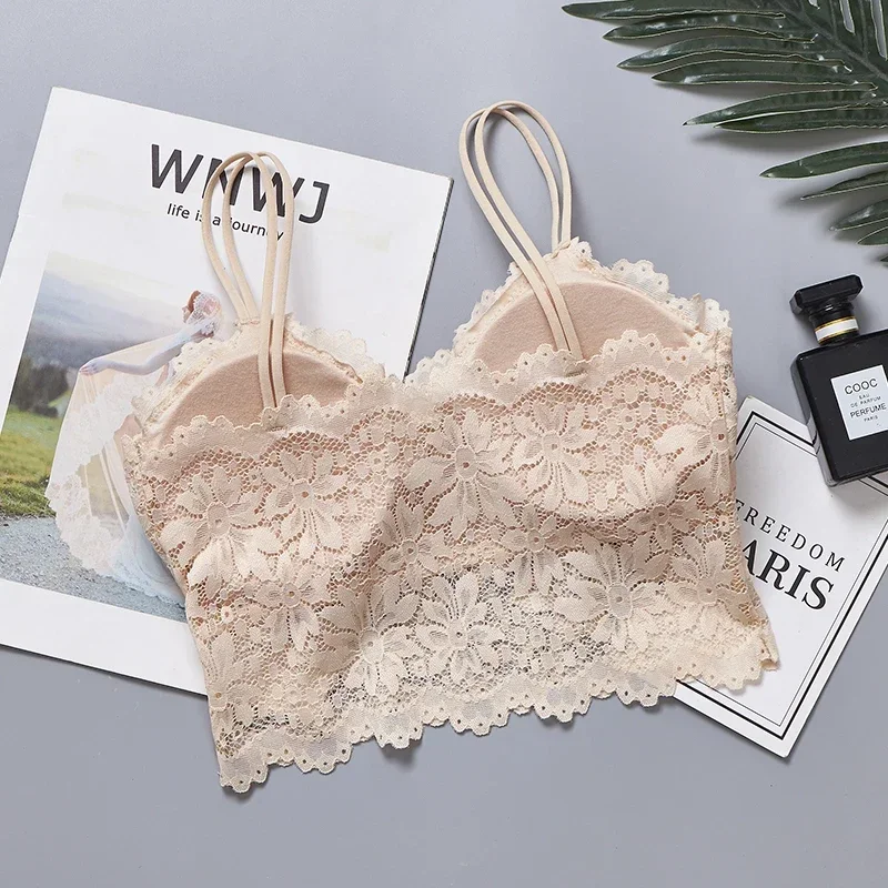 Women Lingerie Bra 1/2pcs Sexy Lace Bralette Wireless Padded Seamless Ultra Strap Bras
