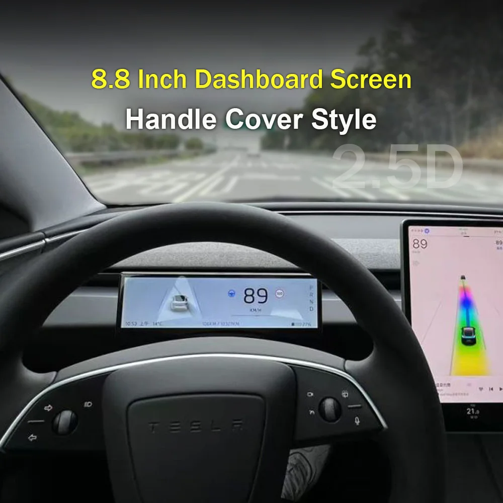 SATONIC 8.8 Inch Wireless Carplay Dashboard Screen For Tesla Model 3 & Y Support Wireless Carplay  Handle Cover Type Free Camera