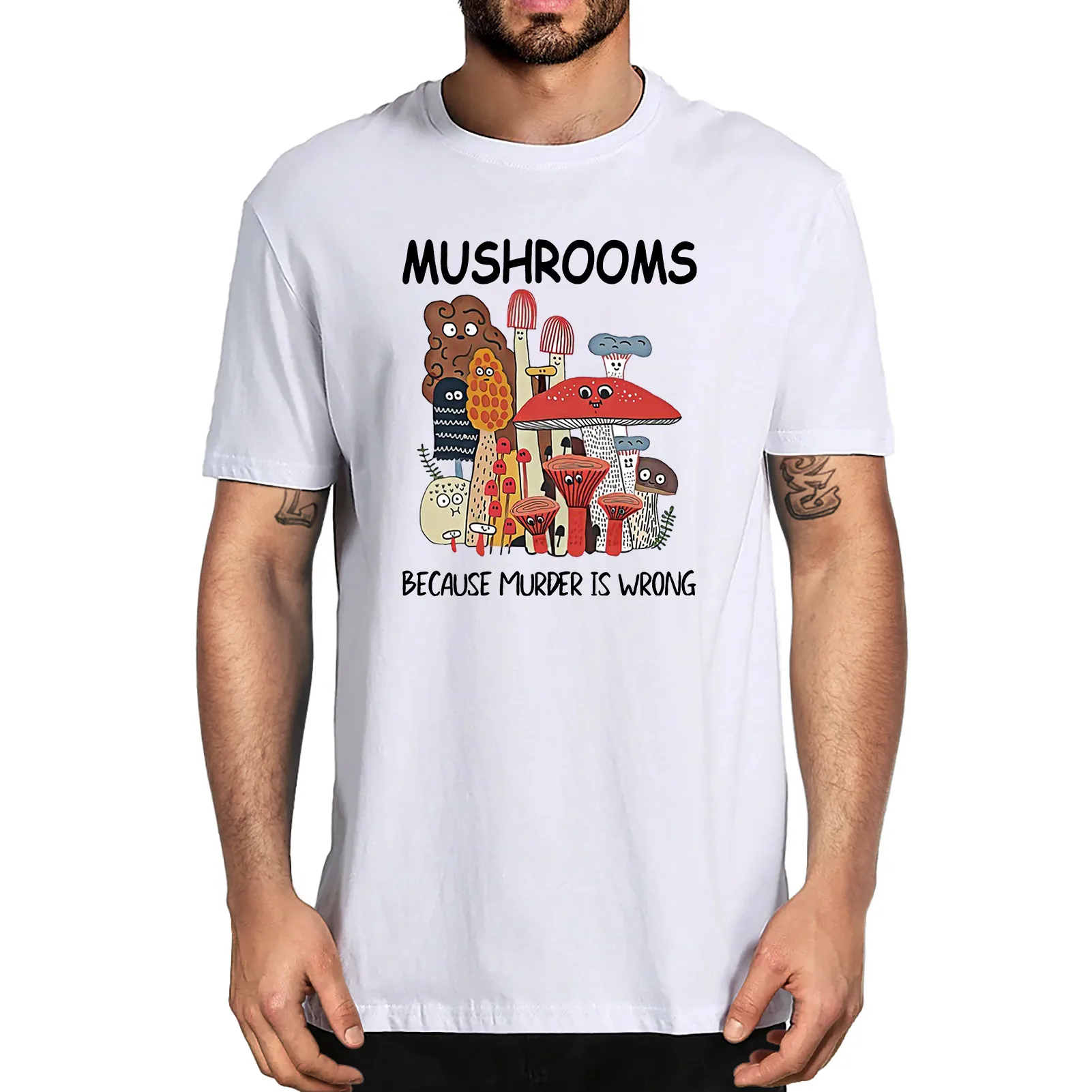 

Unisex Funny Mushrooms Because Murder is Wrong Funny Mycology Mushroom Whisperer Tshirt Men's 100% Cotton Novelty T-Shirt Tee