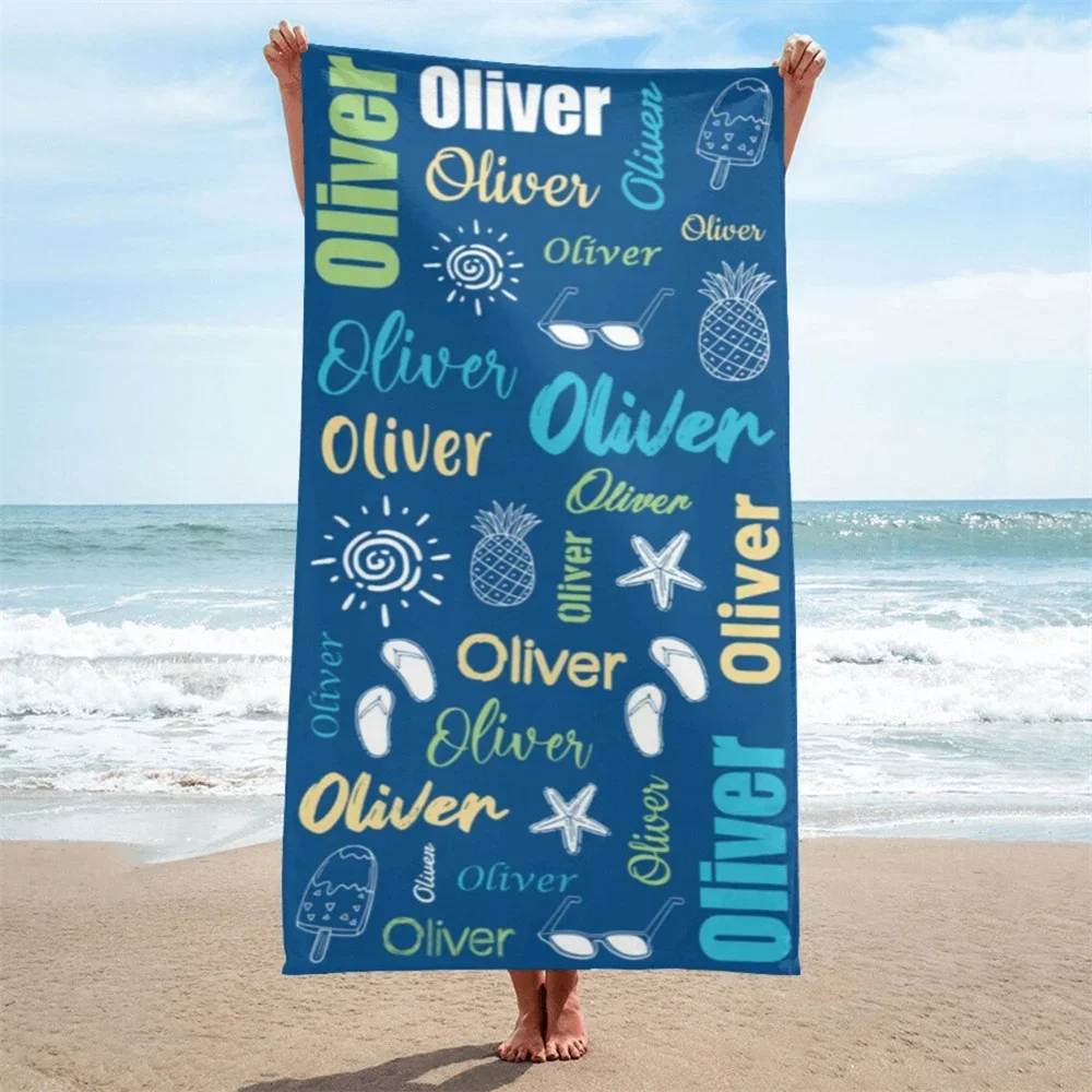 Multi Color Font Design Beach Towel Personalized Name Bath Towel Custom Pool Towel Beach Towel With Name Outside Birthday