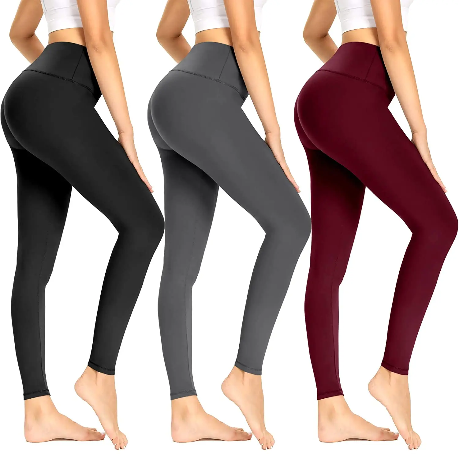 Highdays 3 Pack Leggings For Women High Waisted Tummy Control Nonsee Through Womens Workout