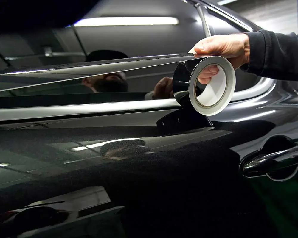 Glossy Black Window Trim Film Self Adhesive Vinyl Stripe Vinyl Tape For Car Interior Hood Roof car window trim film 3/5/7/10CM