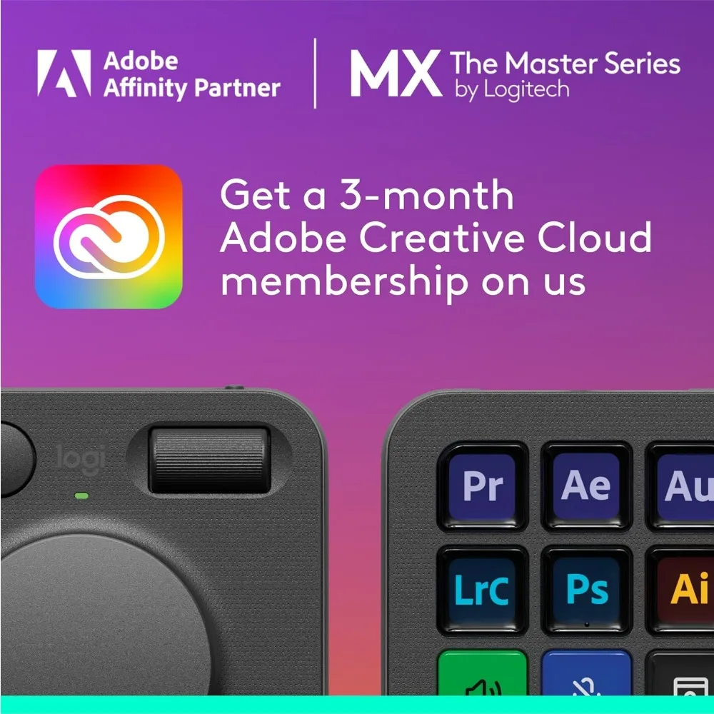 MX Creative Console - 9 Customizable LCD Keys, Control Dial for Graphic Design, Video Editing, Control Adobe, Zoom, Spotify 2